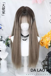 Beige/Grau Farbverlauf Lange Glatte Süße Lolita Perücken